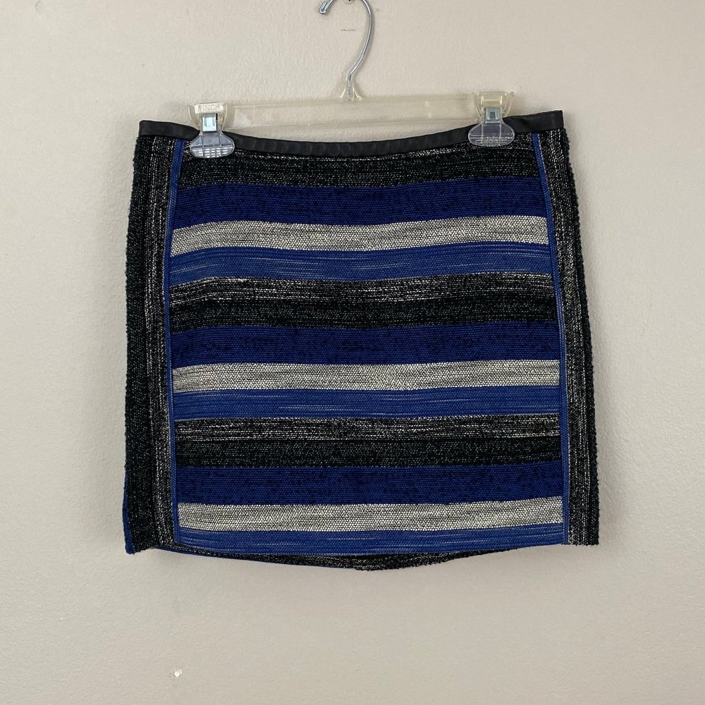 H&M Blue Black Boucle Stripe Skirt